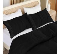 Utopia Bedding Duvet Cover Set - Microfiber Polyester Duvet Cover 200x200cm + 2 Embroidered Pillowcases 50x75cm - Black