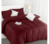 Utopia Bedding Duvet Cover with Pillow cases Double - Soft Microfibre Polyester - Bedding Quilt Cover Set (Burgundy)