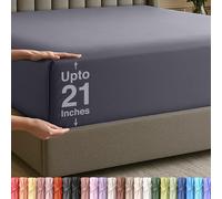 Utopia Bedding Extra Deep Pocket Twin XL Fitted Sheet, Fits up to 21 Inch Mattress - Hotel Luxury, Soft, Breathable and Comfy - Shrinkage and Fade Resistant - Easy Care (Grey)