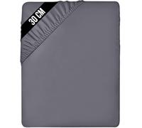 Utopia Bedding Fitted Sheet 160 x 200 cm, Grey - Up to 12 Inch (30cm) Deep - Easy Care - Soft Brushed Microfibre Fabric - Shrinkage and Fade Resistant - Bottom Sheet