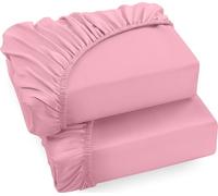 Utopia Bedding Fitted Sheet 90 x 200 cm (2 Pack), Pink - Deep Pocket 14 inch (35 cm) - Easy Care - Soft Brushed Microfibre Fabric - Shrinkage and Fade Resistant - Bottom Sheet