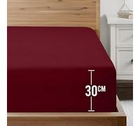 Utopia Bedding Fitted Sheet 90 x 200 cm, Burgundy - Deep Pocket 30cm Bottom Sheet - Easy Care - Soft Brushed Microfibre Fabric - Shrinkage and Fade Resistant