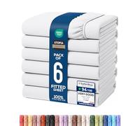 Utopia Bedding Fitted Sheet (Bulk Pack of 6) - Deep Pocket - Easy Care - OEKO-TEX Certified - Soft Brushed Microfibre Fabric - Shrinkage and Fade Resistant (Super King, White)