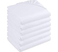 Utopia Bedding Fitted Sheet (Bulk Pack of 6) - Deep Pocket - Easy Care - OEKO-TEX Certified - Soft Brushed Microfibre Fabric - Shrinkage and Fade Resistant (Double, White)
