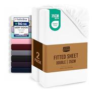 Utopia Bedding Fitted Sheet Double (2 Pack), White | Deep Pocket 14 inch (35 cm), Oeko Tex Certified, Soft Brushed Microfibre Fabric, Shrinkage and Fade Resistant, Bottom Sheet