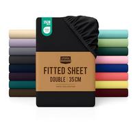 Utopia Bedding Fitted Sheet Double, Black - Deep Pocket 14 inch (35 cm) - Easy Care - OEKO-TEX Certified - Soft Brushed Microfibre Fabric - Shrinkage and Fade Resistant - Bottom Sheet