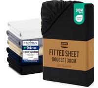 Utopia Bedding Fitted Sheet Double, Black - Up to 12 Inch (30cm) Deep - Easy Care - Soft Brushed Microfibre Fabric - Shrinkage and Fade Resistant - Oeko-Tex Certified - Bottom Sheet
