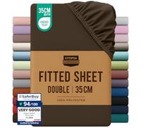 Utopia Bedding Fitted Sheet Double, Brown - Deep Pocket 14 inch (35 cm) - Easy Care - OEKO-TEX Certified - Soft Brushed Microfibre Fabric - Shrinkage and Fade Resistant - Bottom Sheet