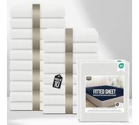 Utopia Bedding Fitted Sheet Double (Bulk 10 x 2 Pack), White - Deep Pocket 14 inch (35 cm) - Easy Care - Soft Brushed Microfibre Fabric - Shrinkage and Fade Resistant - Bottom Sheet