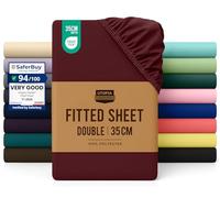 Utopia Bedding Fitted Sheet Double, Burgundy - Deep Pocket 14 inch (35 cm) - Easy Care - OEKO-TEX Certified - Soft Brushed Microfibre Fabric - Shrinkage and Fade Resistant - Bottom Sheet