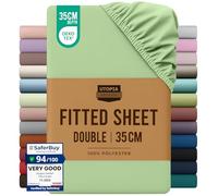Utopia Bedding Fitted Sheet Double, Sage - Deep Pocket 14 inch (35 cm) - Easy Care - OEKO-TEX Certified - Soft Brushed Microfibre Fabric - Shrinkage and Fade Resistant - Bottom Sheet