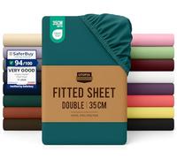 Utopia Bedding Fitted Sheet Double, Teal - Deep Pocket 14 inch (35 cm) - Easy Care - OEKO-TEX Certified - Soft Brushed Microfibre Fabric - Shrinkage and Fade Resistant - Bottom Sheet