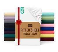 Utopia Bedding Fitted Sheet Double, White - Deep Pocket 14 inch (35 cm) - Easy Care - Soft Brushed Polyster - Microfibre Fabric - Shrinkage and Fade Resistant - Bottom Sheet