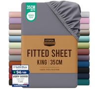 Utopia Bedding Fitted Sheet King, Grey - Deep Pocket 14 inch (35 cm) - Easy Care - OEKO-TEX Certified - Soft Brushed Microfibre Fabric - Shrinkage and Fade Resistant - Bottom Sheet