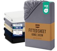 Utopia Bedding Fitted Sheet King, Grey - Up to 12 Inch (30cm) Deep - Easy Care - Soft Brushed Microfibre Fabric - Shrinkage and Fade Resistant - Oeko-Tex Certified - Bottom Sheet