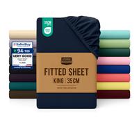 Utopia Bedding Fitted Sheet King, Navy - Deep Pocket 14 inch (35 cm) - Easy Care - OEKO-TEX Certified - Soft Brushed Microfibre Fabric - Shrinkage and