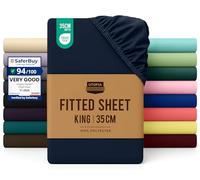 Utopia Bedding Fitted Sheet King, Navy - Deep Pocket 14 inch (35 cm) - Easy Care - OEKO-TEX Certified - Soft Brushed Microfibre Fabric - Shrinkage and Fade Resistant - Bottom Sheet
