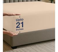 Utopia Bedding Fitted Sheet Queen - Extra Deep Pocket - 53 cm Deep - Soft Microfibre - Shrink and Fade Resistant - Easy Care - 1 Fitted Sheet Only (Beige)