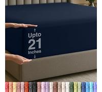 Utopia Bedding Fitted Sheet Queen - Extra Deep Pocket - 53 cm Deep - Soft Microfibre - Shrink and Fade Resistant - Easy Care - 1 Fitted Sheet Only (Navy)