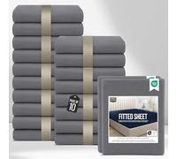 Utopia Bedding Fitted Sheet Single (Bulk 10 x 2 Pack), Grey - Deep Pocket 14 inch (35 cm) - Easy Care - Soft Brushed Microfibre Fabric - Shrinkage and Fade Resistant - Bottom Sheet