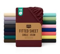 Utopia Bedding Fitted Sheet Single, Burgundy - Deep Pocket 14 inch (35 cm) - Easy Care - Soft Brushed Microfibre Fabric - Shrinkage and Fade Resistant - Bottom Sheet