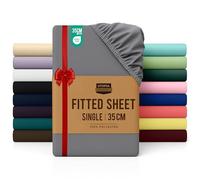Utopia Bedding Fitted Sheet Single, Grey - Deep Pocket 14 inch (35 cm) - Easy Care - OEKO-TEX Certified - Soft Brushed Microfibre Fabric - Shrinkage and Fade Resistant - Bottom Sheet