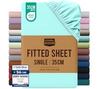 Utopia Bedding Fitted Sheet Single, Spa Blue - Deep Pocket 14 inch (35 cm) - Easy Care - OEKO-TEX Certified - Soft Brushed Microfibre Fabric - Shrinkage and Fade Resistant - Bottom Sheet