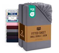 Utopia Bedding Fitted Sheet Small Double (2 Pack), Grey - Deep Pocket 14 inch (30 cm) - Oeko Tex Certified - Easy Care - Soft Brushed Microfibre Fabric - Shrinkage and Fade Resistant - Bottom Sheet
