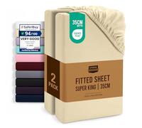 Utopia Bedding Fitted Sheet Super King (2 Pack), Beige - Deep Pocket 14 inch (35 cm) - Oeko Tex Certified - Easy Care - Soft Brushed Microfibre Fabric - Shrinkage and Fade Resistant - Bottom Sheet