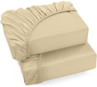 Utopia Bedding Fitted Sheet Super King (2 Pack), Beige - Deep Pocket 14 inch (35 cm) - Oeko Tex Certified - Easy Care - Soft Brushed Microfibre Fabric - Shrinkage and Fade Resistant - Bottom Sheet