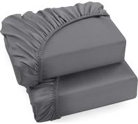 Utopia Bedding Fitted Sheet Super King (2 Pack), Grey - Deep Pocket 14 inch (35 cm) - Easy Care - Soft Brushed Microfibre Fabric - Shrinkage and Fade Resistant - Bottom Sheet