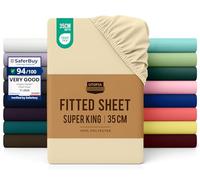Utopia Bedding Fitted Sheet Super King, Beige - Deep Pocket 14 inch (35 cm) - Easy Care - OEKO-TEX Certified - Soft Brushed Microfibre Fabric - Shrinkage and Fade Resistant - Bottom Sheet