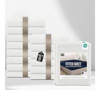 Utopia Bedding Fitted Sheet Super King (Bulk 8 x 2 Pack), White - Deep Pocket 14 inch (35 cm) - Easy Care - Soft Brushed Microfibre Fabric - Shrinkage and Fade Resistant - Bottom Sheet