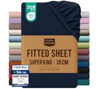 Utopia Bedding Fitted Sheet Super King, Navy - Deep Pocket 14 inch (35 cm) - Easy Care - OEKO-TEX Certified - Soft Brushed Microfibre Fabric - Shrinkage and Fade Resistant - Bottom Sheet