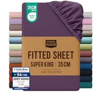 Utopia Bedding Fitted Sheet Super King, Purple - Deep Pocket 14 inch (35 cm) - Easy Care - OEKO-TEX Certified - Soft Brushed Microfibre Fabric - Shrinkage and Fade Resistant - Bottom Sheet