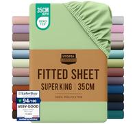 Utopia Bedding Fitted Sheet Super King, Sage - Deep Pocket 14 inch (35 cm) - Easy Care - OEKO-TEX Certified - Soft Brushed Microfibre Fabric - Shrinkage and Fade Resistant - Bottom Sheet