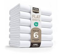 Utopia Bedding Flat Sheets - Pack of 6 - Soft Brushed Microfiber Fabric - Shrinkage & Fade Resistant Top Sheets - Easy Care (King, White)
