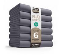 Utopia Bedding Flat Sheets - Pack of 6 - Soft Brushed Microfiber Fabric - Shrinkage & Fade Resistant Top Sheets - Easy Care (Queen, Grey)