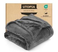 Utopia Bedding Fleece Double Blanket, Soft, Cosy 300 GSM Fluffy Blankets For Sofas, Bed, Couches [Grey, 200x150 cm]