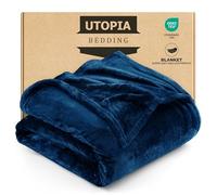 Utopia Bedding Fleece Double Blanket, Soft, Cosy 300 GSM Fluffy Blankets For Sofas, Bed, Couches [Navy, 200x150 cm]