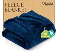 Utopia Bedding Fleece King Blanket, Soft, Cosy 300 GSM Fluffy Blankets For Sofas, Bed, Couches [Navy, 259x228 cm]