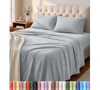 Utopia Bedding FullSheet Set - Jersey Knit Sheets 4 Piece - Cotton - Soft T-Shirt Stretchy Sheets (Heather Light Grey)