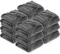 Utopia Bedding Grey Fleece Blanket [Double - 150 x 200 cm] Soft Cosy fluffy 300 GSM Blankets for Bed, Sofa & Couches (Pack of 12)