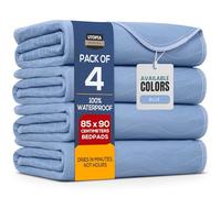 Utopia Bedding Incontinence Bed Pads 85 x 90 cm Blue (Pack of 4) Incontinence Bed Sheets, Waterproof Washable Bed Pads for Incontinence Adults, Bed Wetting Sheets