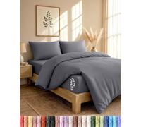Utopia Bedding King Duvet Cover, Fitted Sheet with Pillow Cases (Grey)