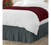 Utopia Bedding King Elastic Bed Ruffle - Easy Wrap Around Ruffle - Microfiber Bed Skirt with Adjustable Elastic Belt 16 Inch Tailored Drop - Hotel Quality Bedskirt, Fade Resistant (King, Grey)