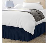Utopia Bedding King Elastic Bed Ruffle - Easy Wrap Around Ruffle - Microfiber Bed Skirt with Adjustable Elastic Belt 16 Inch Tailored Drop - Hotel Quality Bedskirt, Fade Resistant (King, Navy)