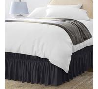 Utopia Bedding King Elastic Bed Ruffle - Easy Wrap Around Ruffle - Microfiber Bed Skirt with Adjustable Elastic Belt 16 Inch Tailored Drop - Hotel Quality Bedskirt, Fade Resistant (King, Black)