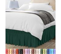 Utopia Bedding King Elastic Bed Ruffle - Easy Wrap Around Ruffle - Microfiber Bed Skirt with Adjustable Elastic Belt 16 Inch Tailored Drop - Hotel Quality Bedskirt, Fade Resistant (King, Emerald)