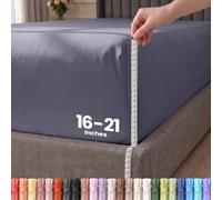 Utopia Bedding King Fitted Sheet, Extra Deep Pockets, Pocket Height 53 cm, Soft Microfiber, Shrink and Fade Resistant, Easy Care, 1 Fitted Sheet Only (Grey)